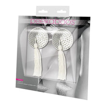 Load image into Gallery viewer, White Satin w Whitestone and Tassel Pastie