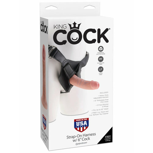 King Cock Strap-On Harness W/6 In. Cock Flesh