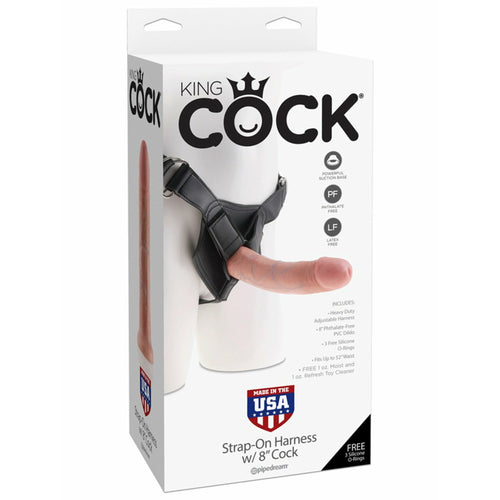 King Cock Strap-On Harness W/8 In. Cock Flesh