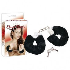 Bad Kitty White Box Furry Handcuffs Black